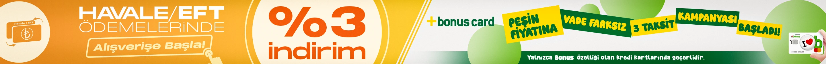 Havale/EFT Yüzde 3 İndirim
