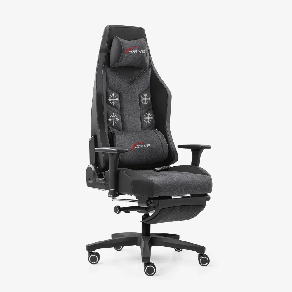xDrive FIRTINA Feet Extension and Massage Gaming Chair Grey/Black - 1