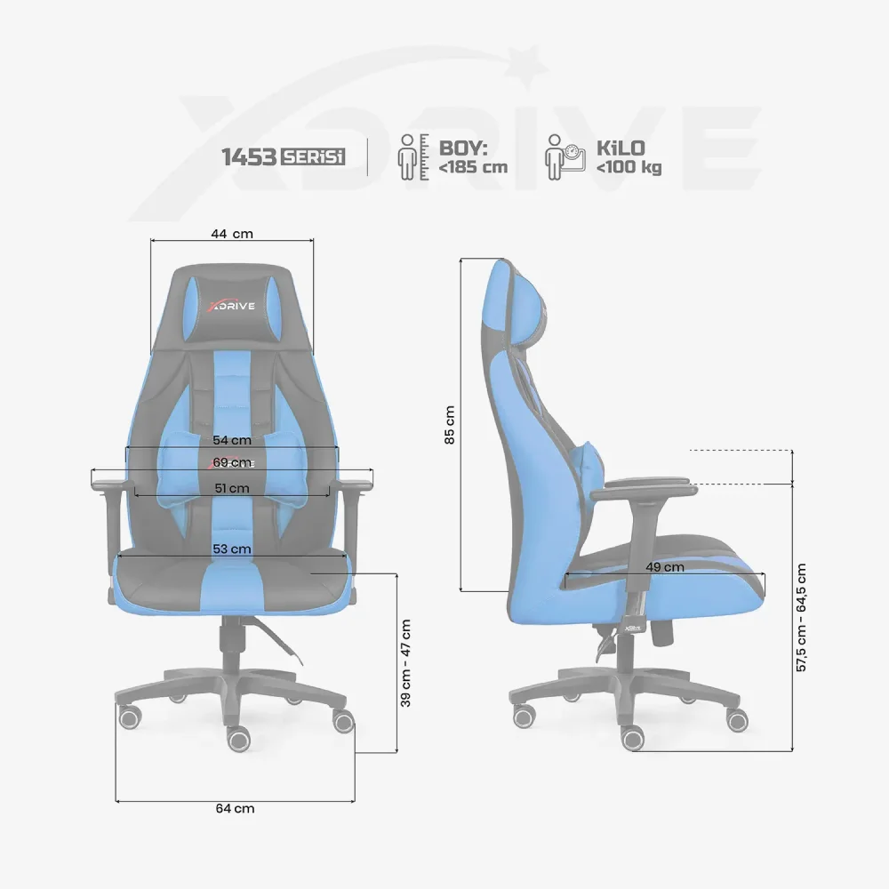 xDrive 1453 Professional Gaming Chair Blue / Black - 4