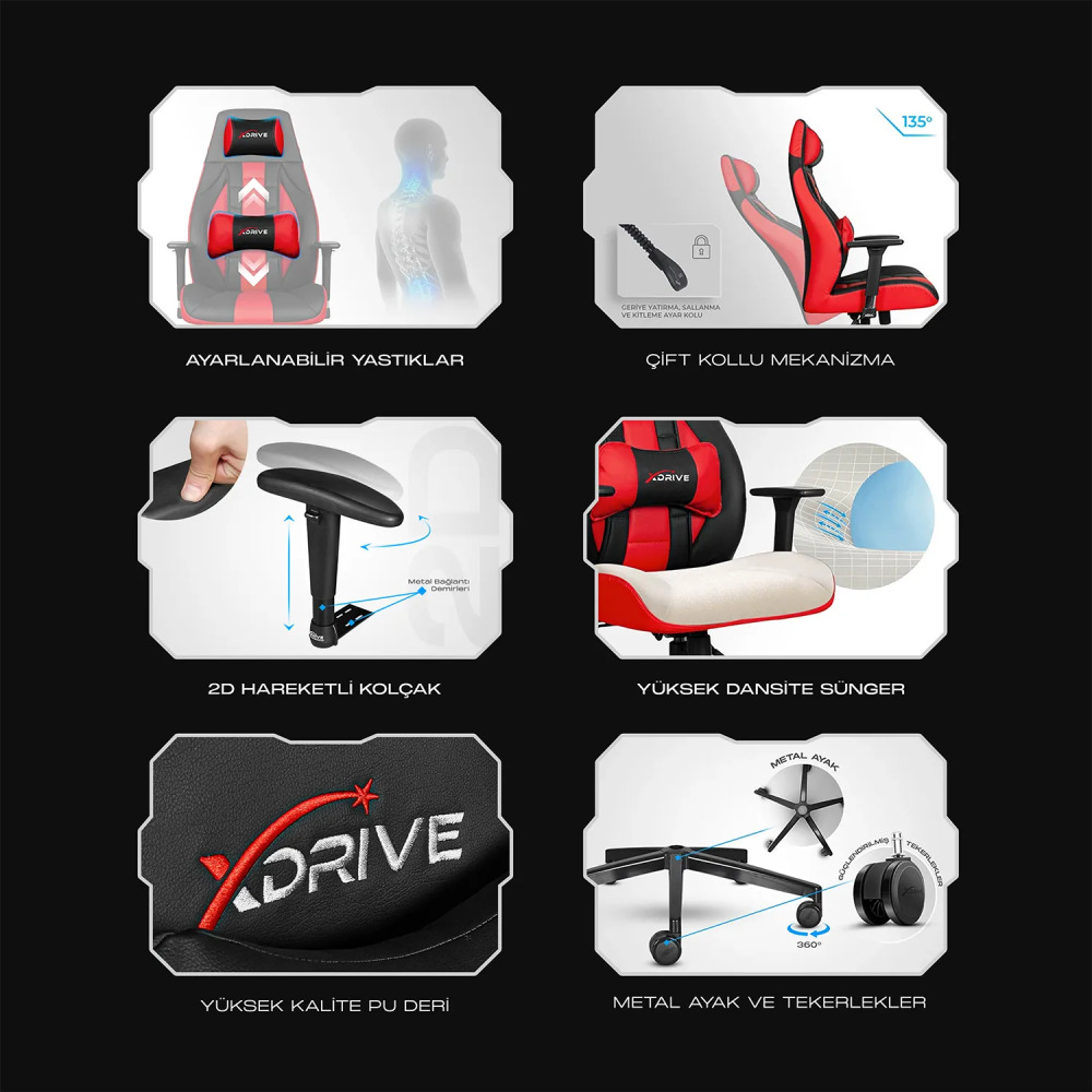 xDrive 1453 Professional Gaming Chair Grey / Black - 8