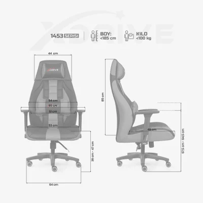 xDrive 1453 Professional Gaming Chair Grey / Black - 4