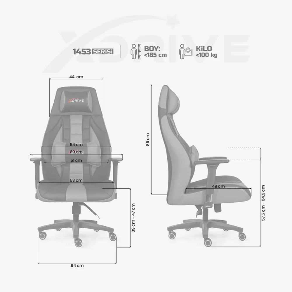 xDrive 1453 Professional Gaming Chair Grey / Black - 4
