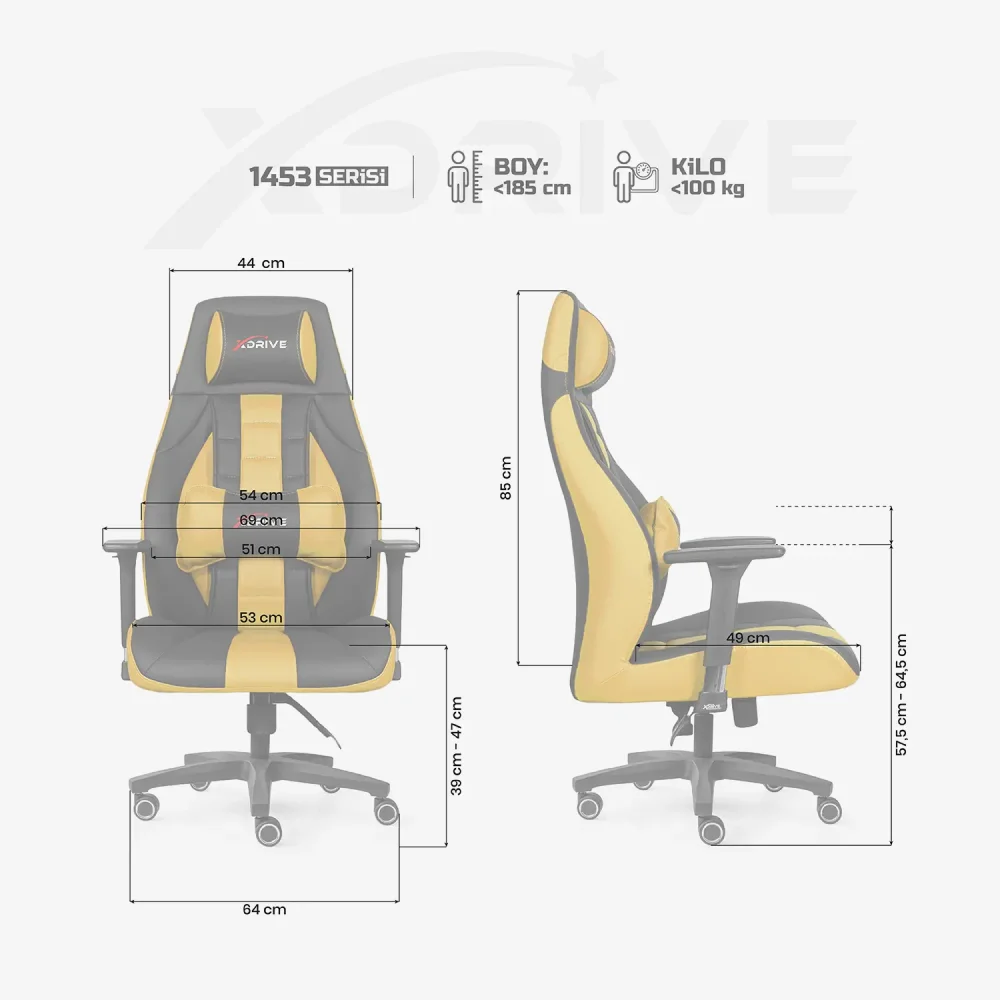 xDrive 1453 Professional Gaming Chair Yellow / Black - 4