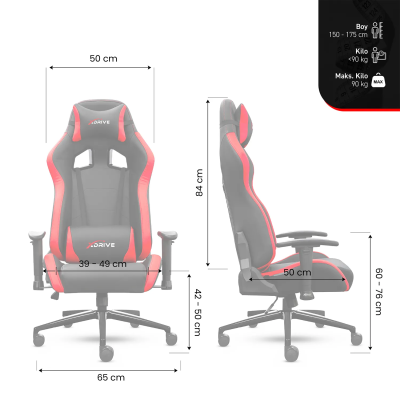 xDrive 15'LI Professional Gaming Chair Fabric Black/Black - 10