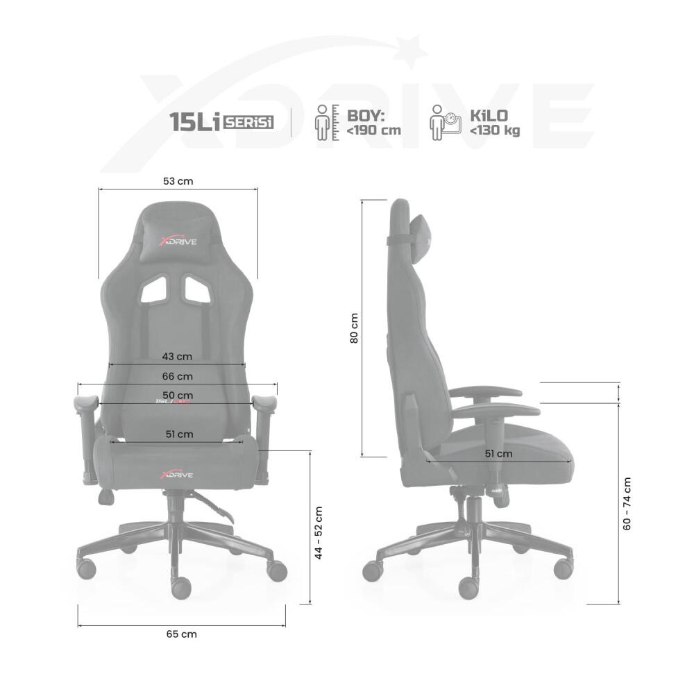 xDrive 15'LI PLUS Professional Gaming Chair Black Fabric - 4