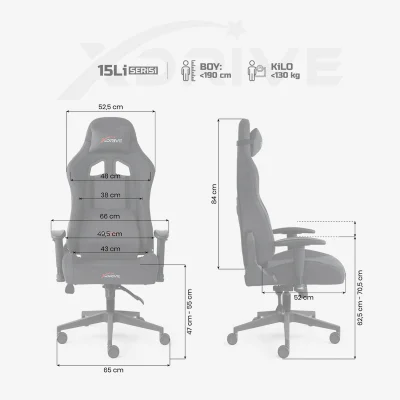 xDrive 15'LI PLUS Professional Gaming Chair Black Fabric - 4