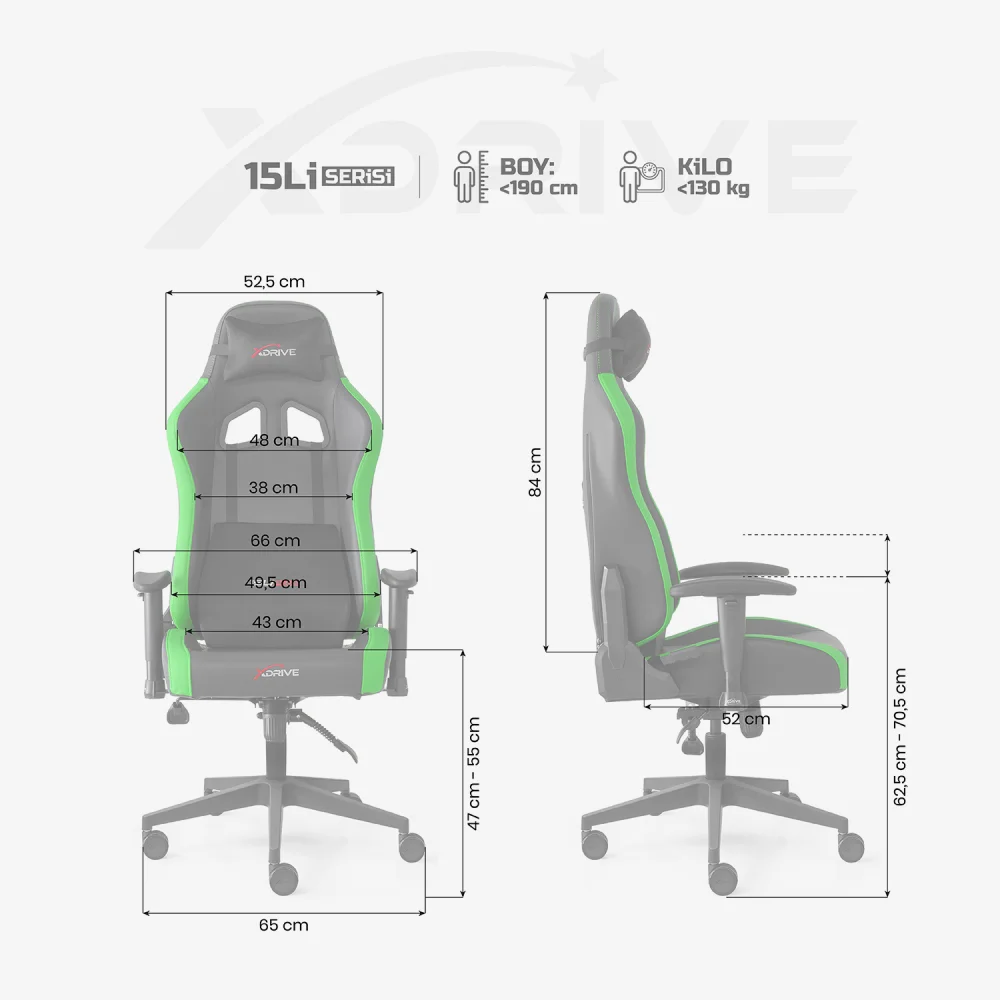 xDrive 15'LI PLUS Professional Gaming Chair Green/Black - 4