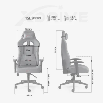 xDrive 15 PLUS Professional Gaming Chair Grey Fabric - 4
