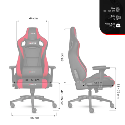 xDrive AKDENİZ Foot Extension Proffessional Gaming Chair Black/Black - 8
