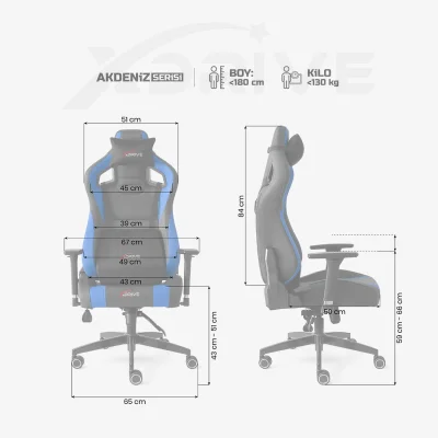 xDrive AKDENİZ Professional Gaming Chair Blue/Black - 4