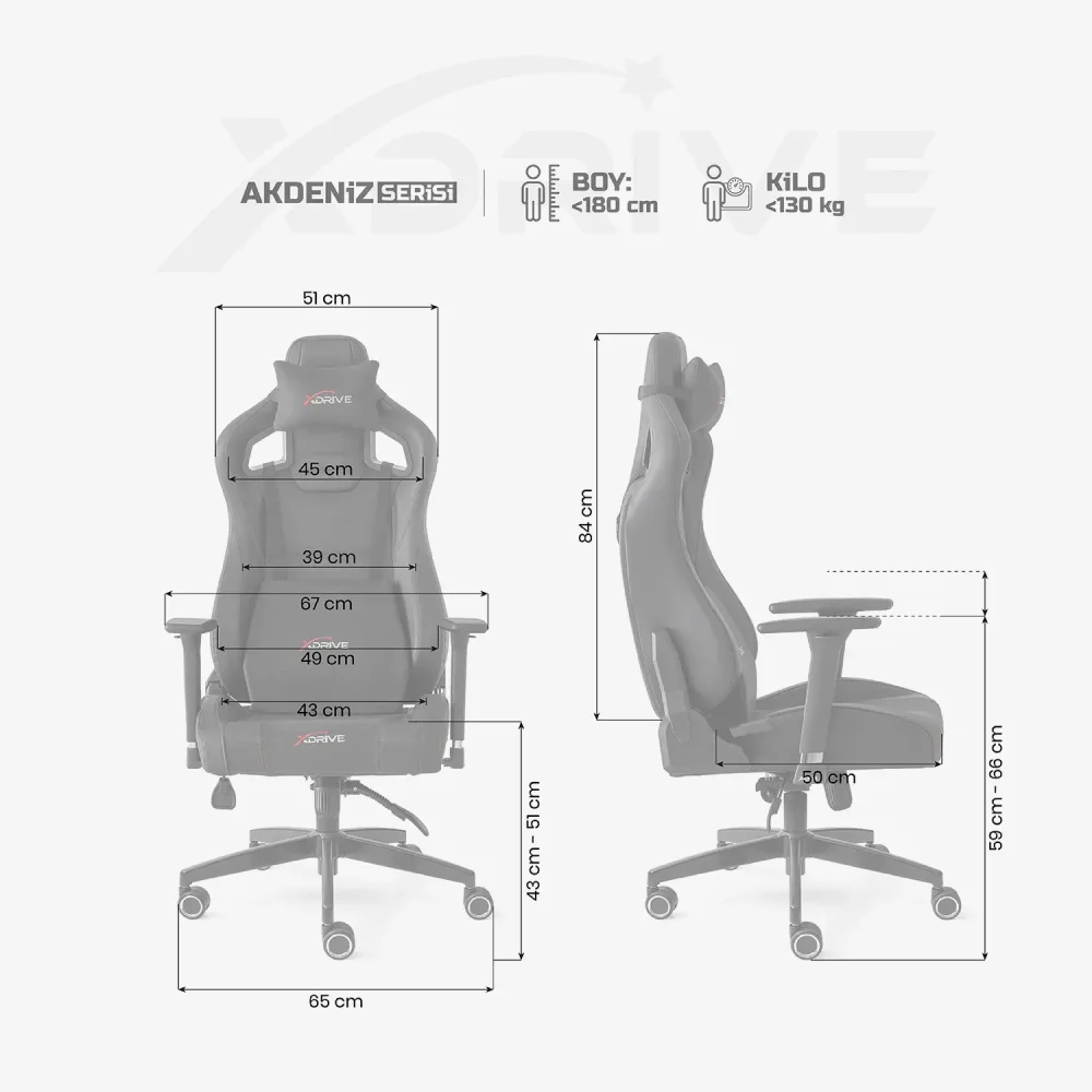 xDrive AKDENIZ Professional Gaming Chair Fabric Black/Black - 4