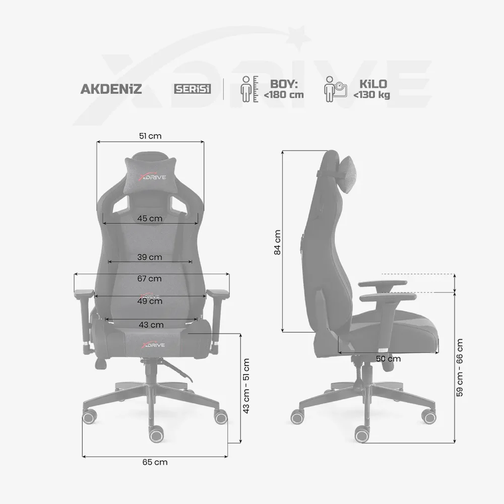 xDrive Akdeniz Professional Gaming Chair Fabric Grey/Black - 4