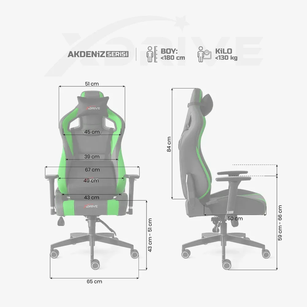 xDrive AKDENİZ Professional Gaming Chair Green/Black - 4