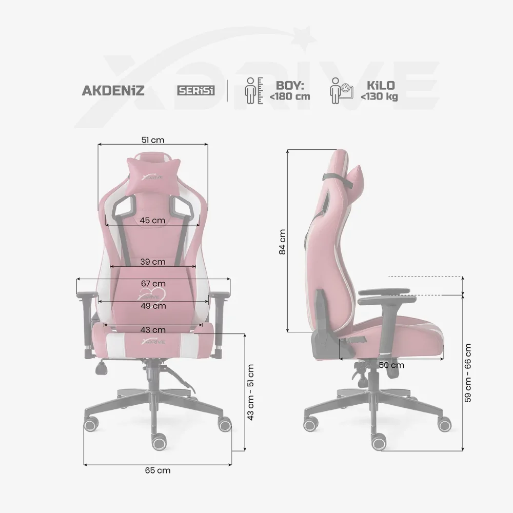 xDrive AKDENİZ Professional Gaming Chair Pink / Black - 4