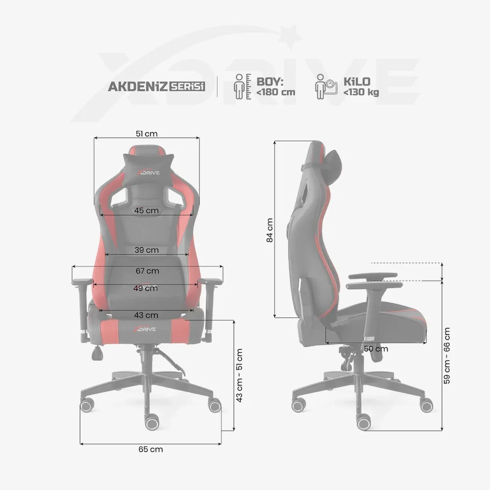 xDrive AKDENİZ Professional Gaming Chair Red/Black - 4