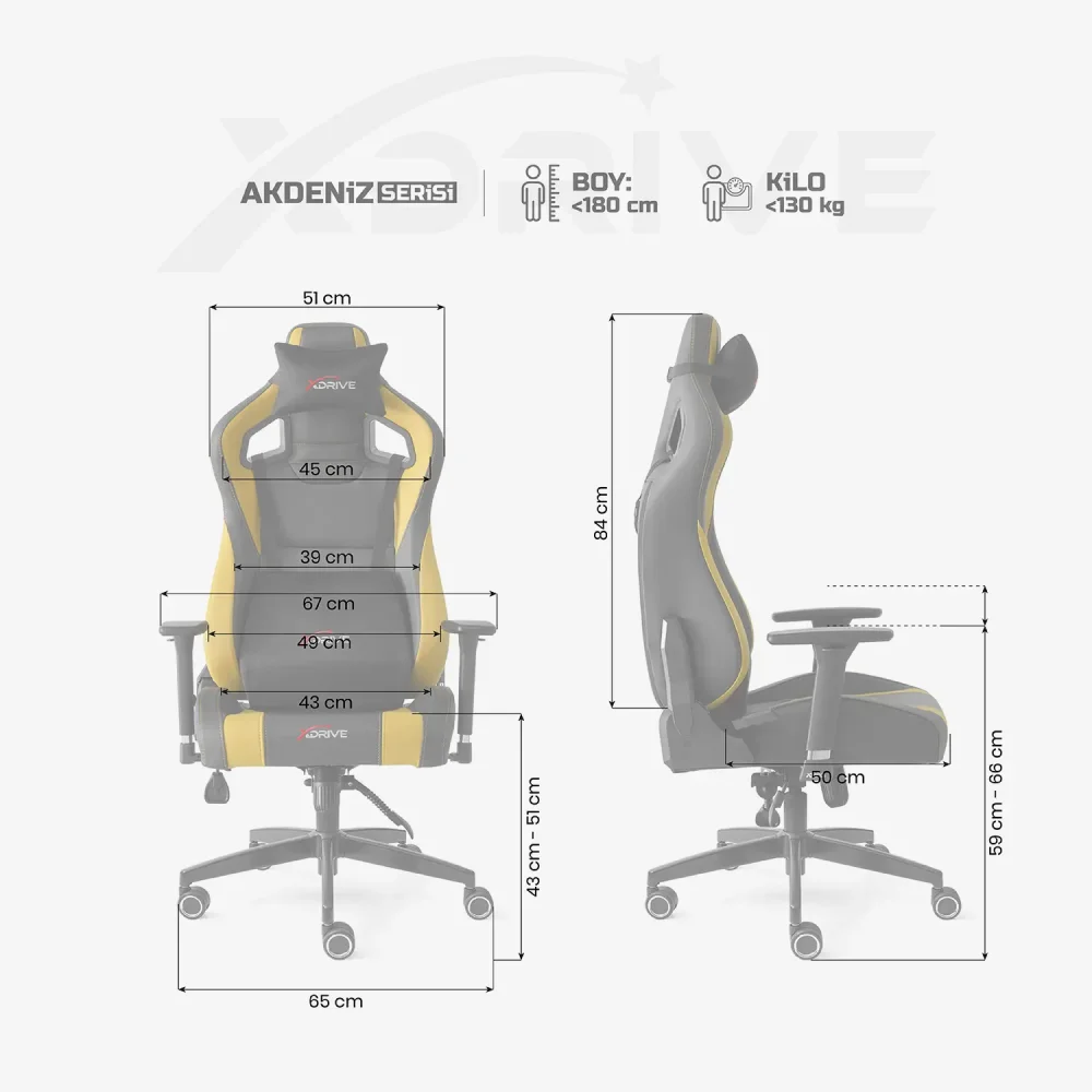 xDrive AKDENİZ Professional Gaming Chair Yellow/Black - 4