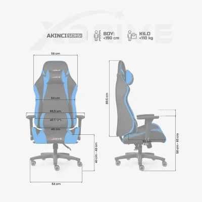 xDrive AKINCI Professional Gaming Chair Blue/Black - 4