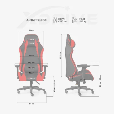 xDrive AKINCI Professional Gaming Chair Red/Black - 4