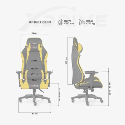 xDrive AKINCI Professional Gaming Chair Yellow/Black - 4