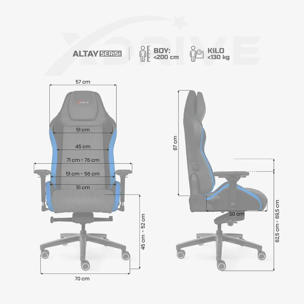 xDrive ALTAY Professional Gaming Chair Blue Grey Black - 4