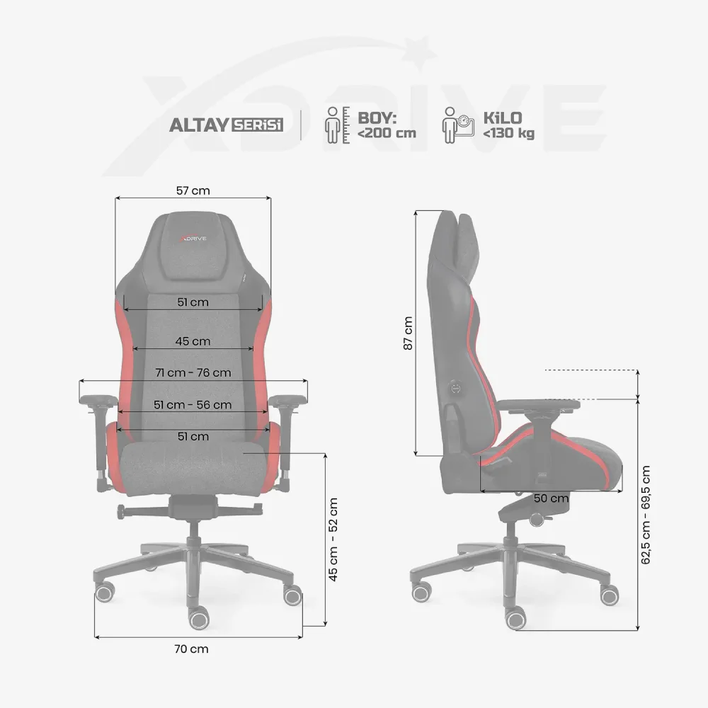 xDrive ALTAY Professional Gaming Chair Red Grey Black - 4
