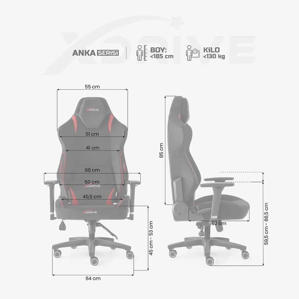 xDrive Anka Fabric Professional Gaming Chair Red/Black - 4