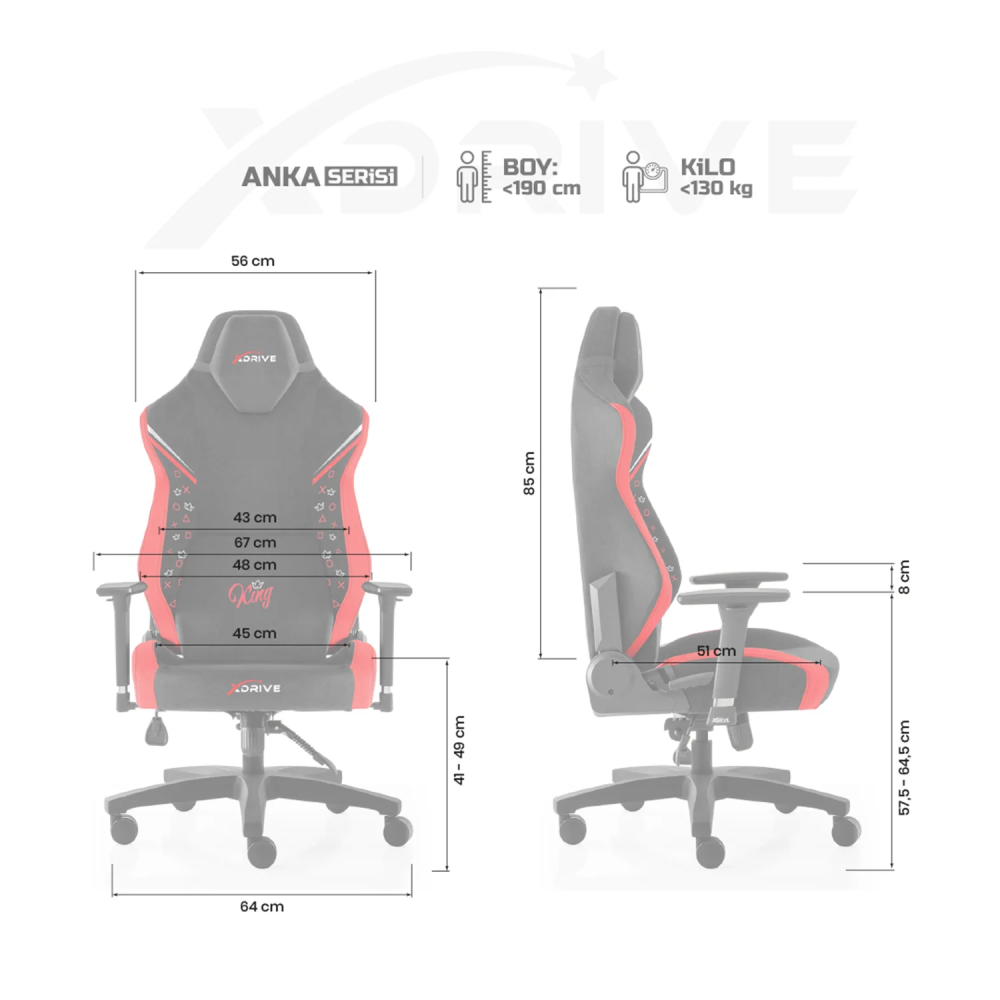 xDrive Anka Professional Gaming Chair (KING SERIES) Red/Black - 5