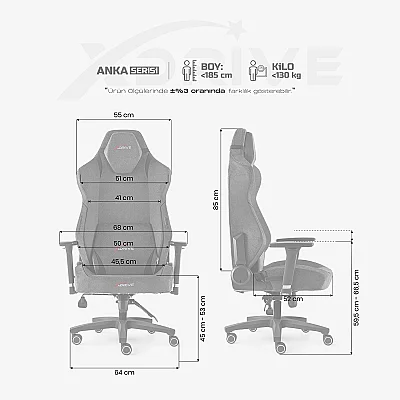 xDrive Anka Professional Gaming Chair Fabric Gray - 4