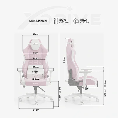 xDrive Anka Profesyonel Oyuncu Koltuğu (Queen Özel Seri) Pembe/Beyaz - 5