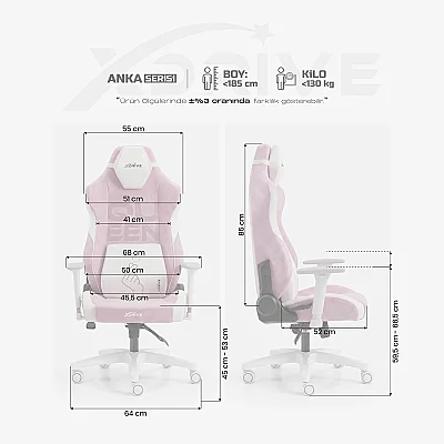 xDrive Anka Profesyonel Oyuncu Koltuğu (Queen Özel Seri) Pembe/Beyaz - 4