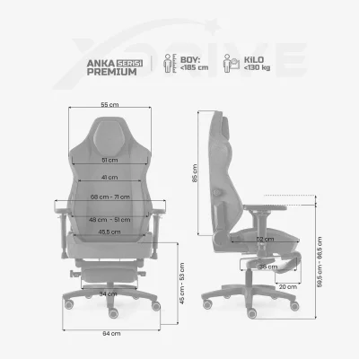 xDrive Business Anka Work Chair Fabric Gray with Foot Extensions - 4