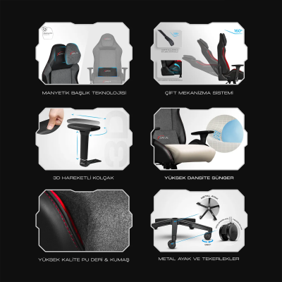 xDrive ATAK Professional Gaming Chair Blue Grey Black - 10