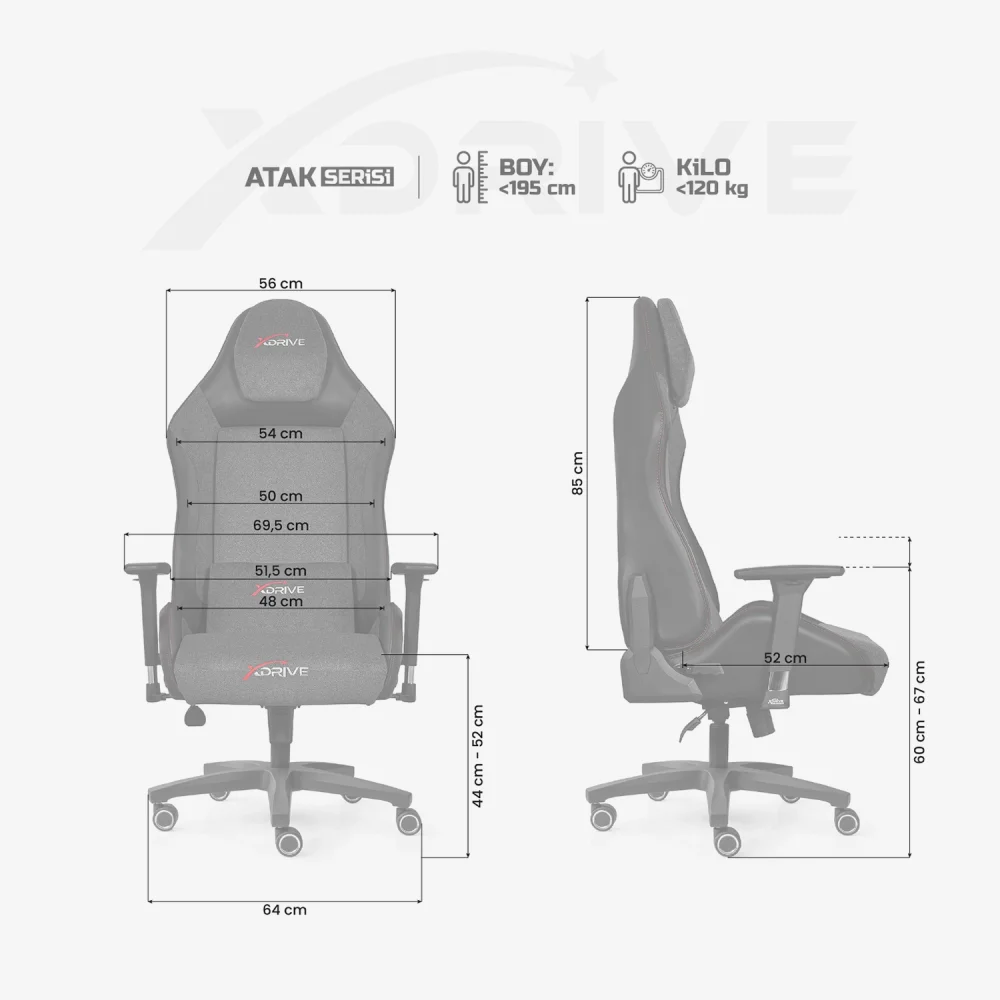 xDrive ATAK Professional Gaming Chair Grey/Black - 4