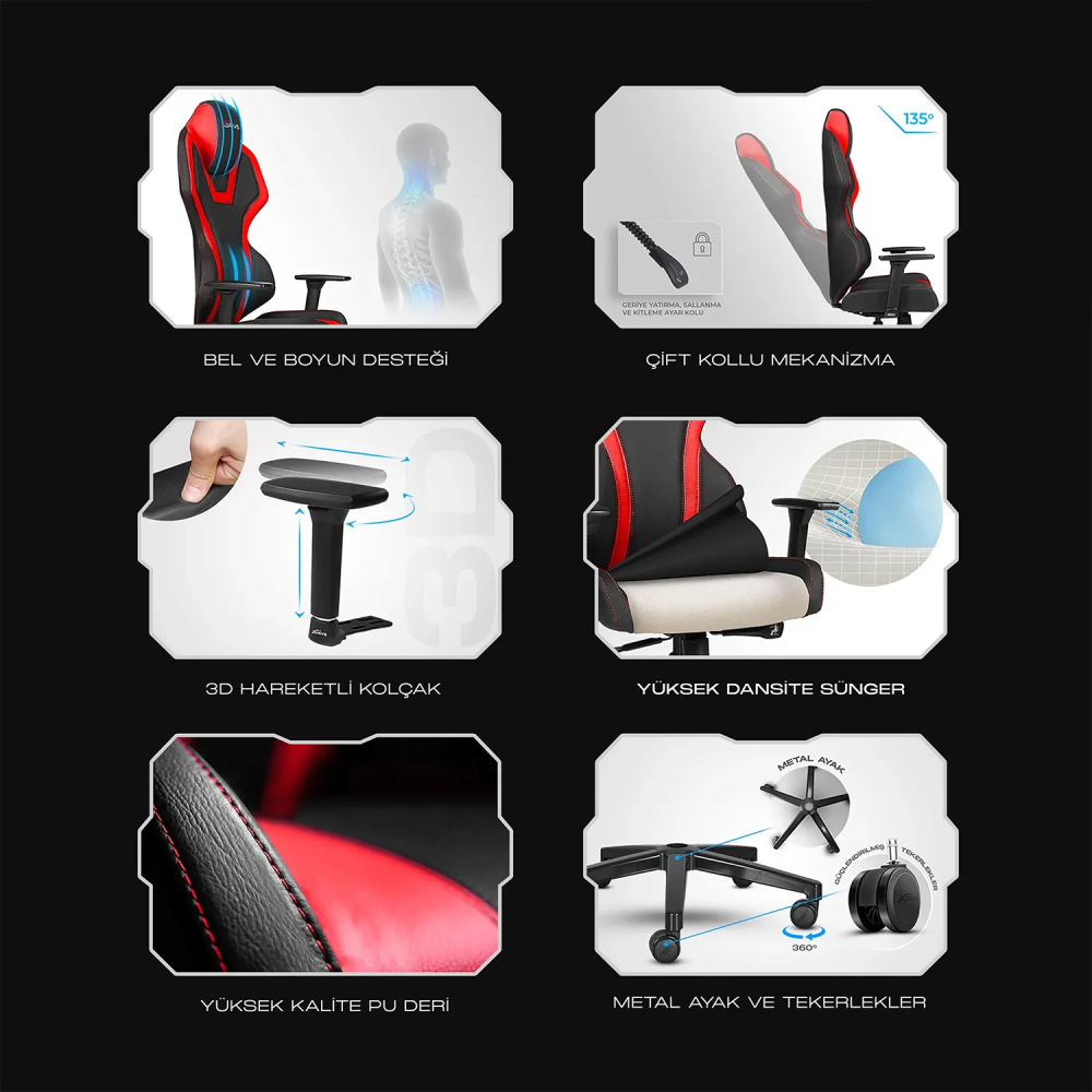 xDrive BORA Professional Gaming Chair Blue/Black - 8