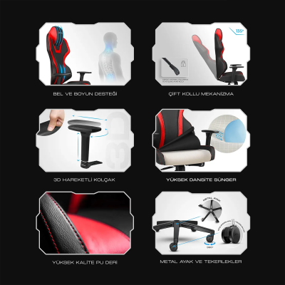 xDrive BORA Professional Gaming Chair Red/Black - 8