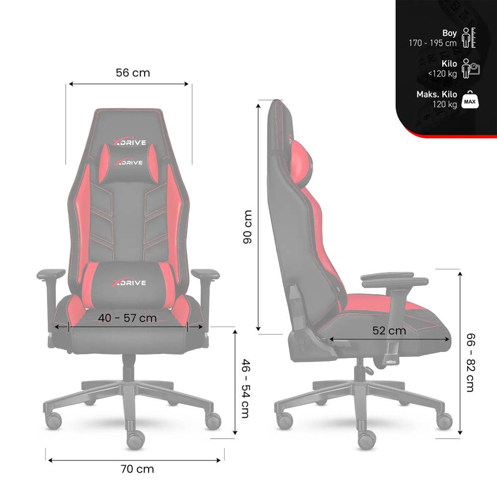 xDrive FIRTINA Foot Extension Proffessional Gaming Chair Black/Black - 10