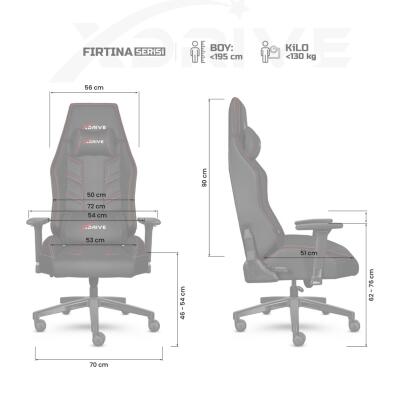 xDrive FIRTINA Feet Extension Proffessional Gaming Chair Black/Black - 4