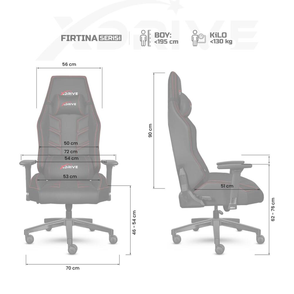 xDrive FIRTINA Feet Extension Proffessional Gaming Chair Black/Black - 4