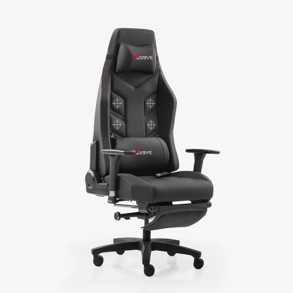 xDrive FIRTINA Massage Foot Extension Proffessional Gaming Chair Black/Black - 1