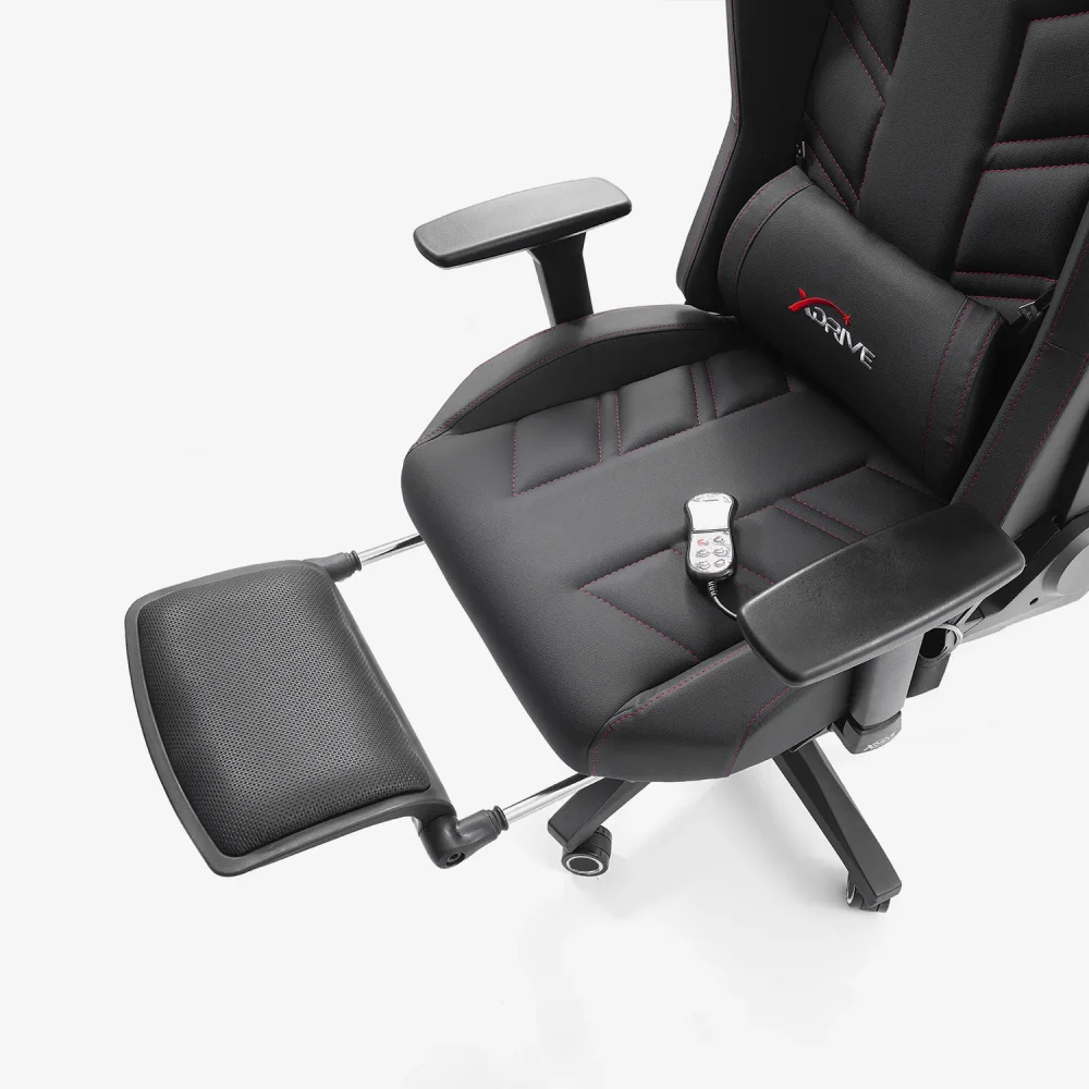 xDrive FIRTINA Massage Foot Extension Proffessional Gaming Chair Black/Black - 9