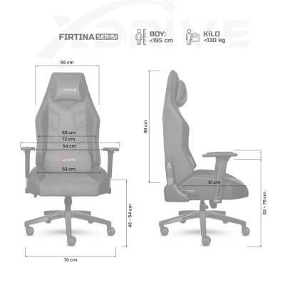 xDrive Fırtına Professional Gaming Chair Fabric Gray/Black - 4