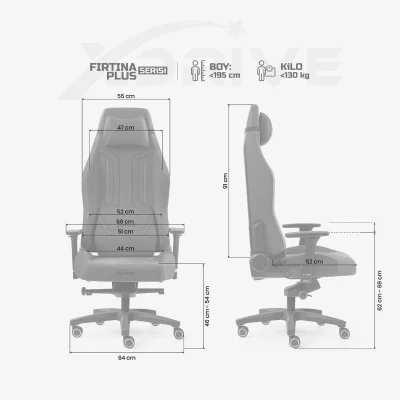 xDrive Fırtına Plus Profesyonel Oyuncu Koltuğu Kumaş Gri - 4