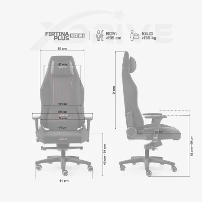 xDrive Fırtına Plus Profesyonel Oyuncu Koltuğu Kumaş Siyah/Kırmızı - 4