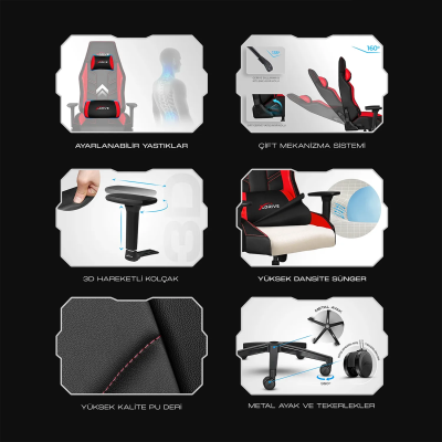 xDrive FIRTINA Professional Gaming Chair Black/Black - 7