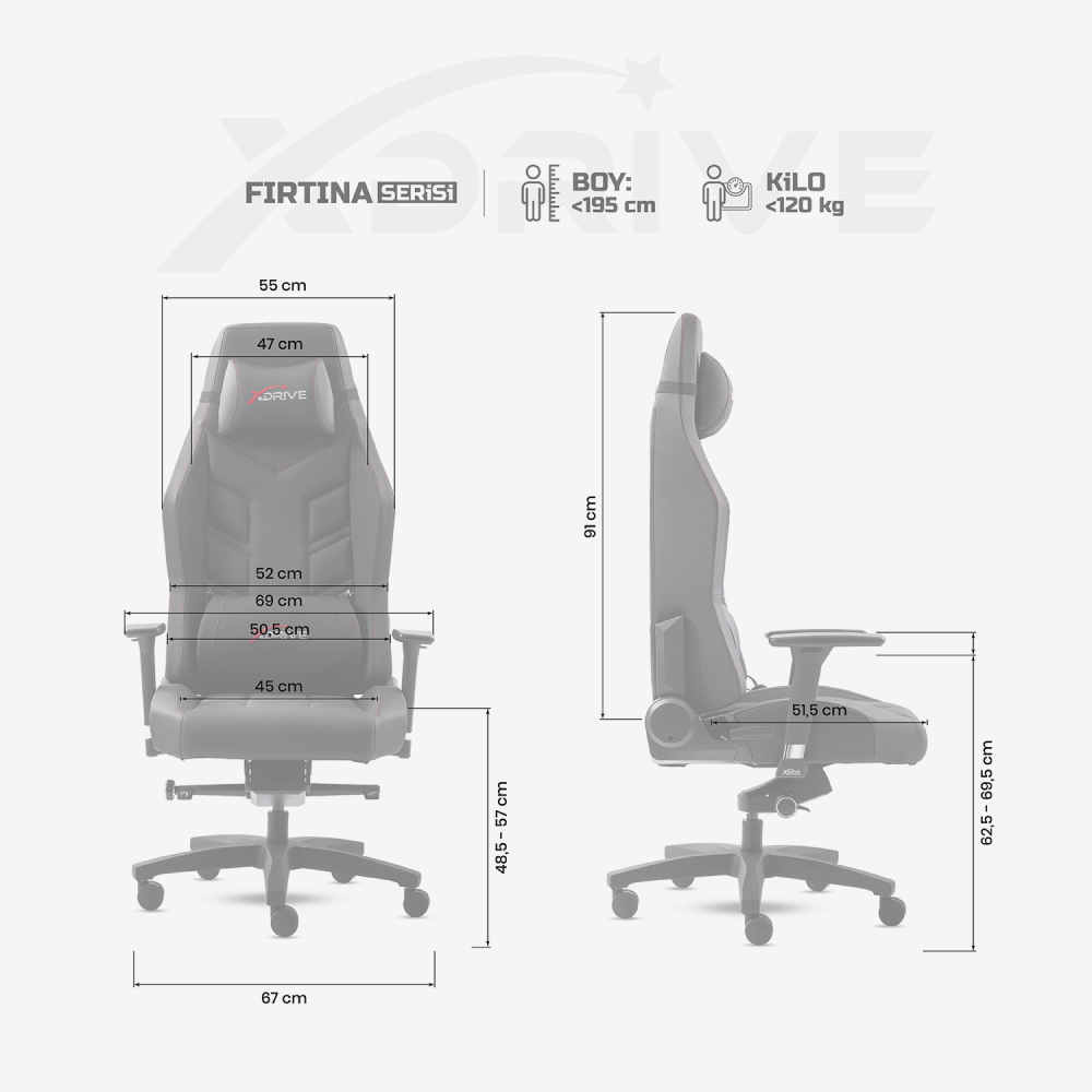 xDrive FIRTINA Professional Gaming Chair Black/Black - 4