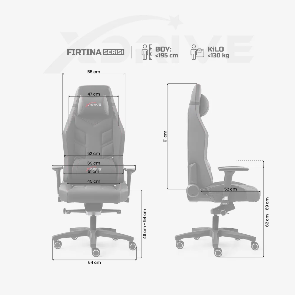 xDrive FIRTINA Professional Gaming Chair Black/Black - 4