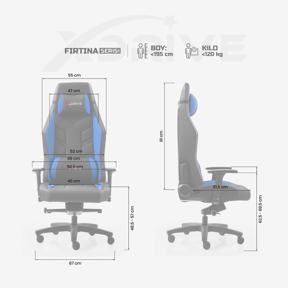 xDrive FIRTINA Professional Gaming Chair Blue/Black - 4
