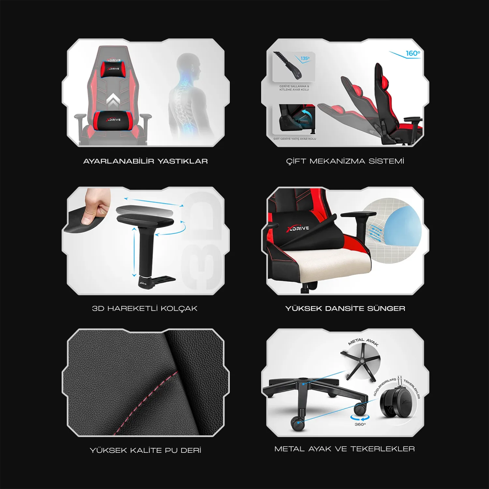 xDrive FIRTINA Professional Gaming Chair Green/Black - 8