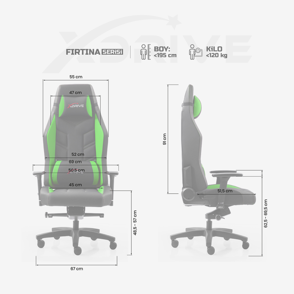 xDrive FIRTINA Professional Gaming Chair Green/Black - 4