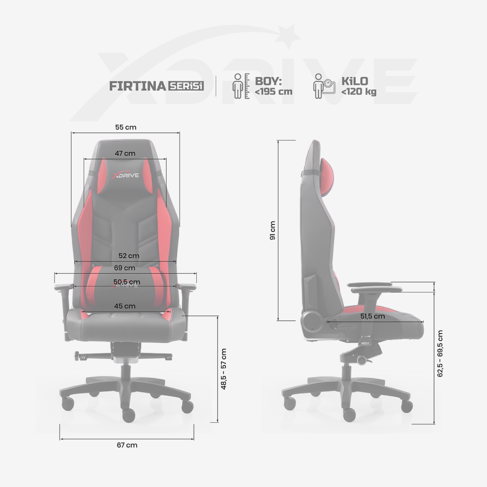 xDrive FIRTINA Professional Gaming Chair Red/Black - 4